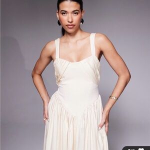 NWT ASOS Ivory Basque Waist Dress